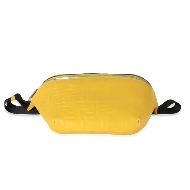 2010s Yellow Calfskin FF 1974 Embossed Belt Bag For Sale - Image 5 of 7