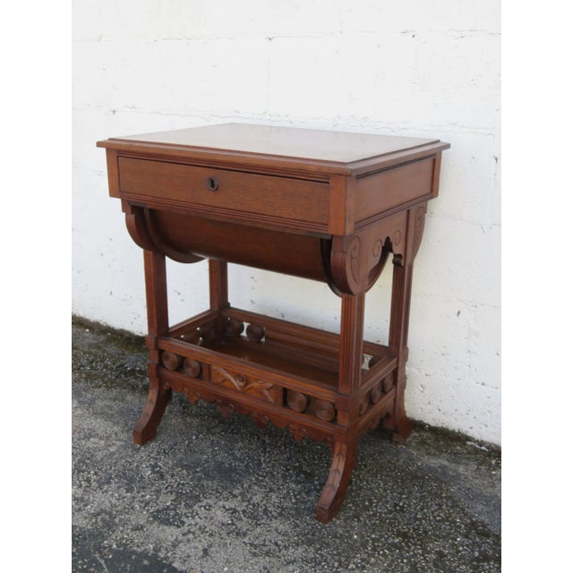 This gorgeous Sewing Table is made of wood, solid wood, and solid walnut. This Table is a highly elegant example of the...