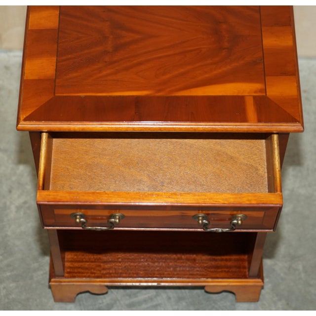 Burr Yew Wood Book Table with Single Drawer and Bookshelves For Sale - Image 10 of 14
