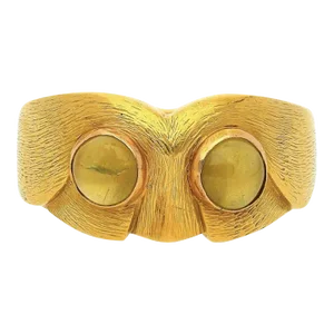 Vintage Potter & Mellen "Owl" Chrysoberyl Cats-Eye Men's Brushed 18k Gold Ring Size 12