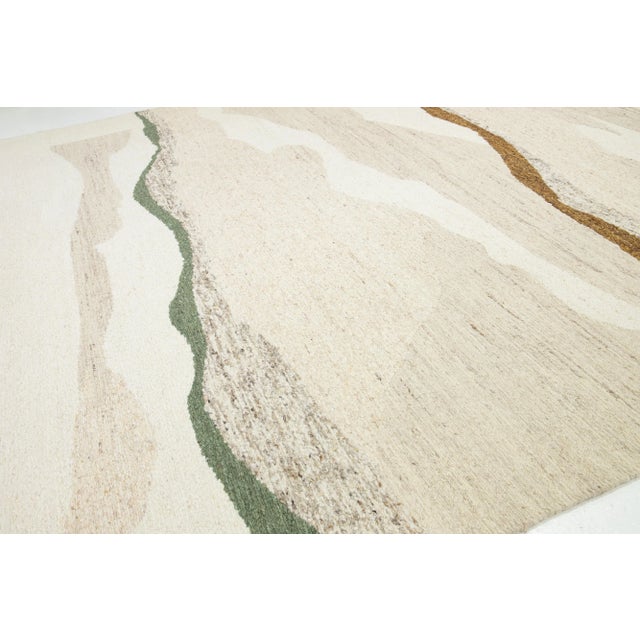 2010s Contemporary Designed Soumak Wool Rug Handmade in Ivory For Sale - Image 5 of 9