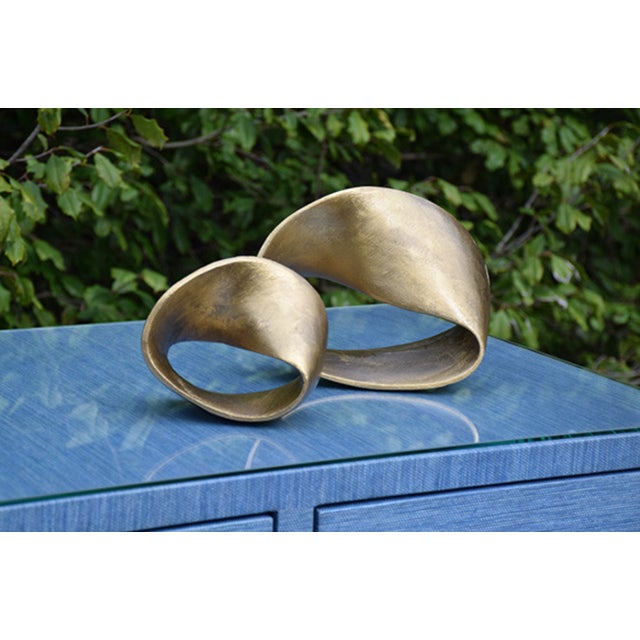 Abstract Matthew Izzo Home Ruben Small Textured Brass Metal Abstract Sculpture For Sale - Image 3 of 3