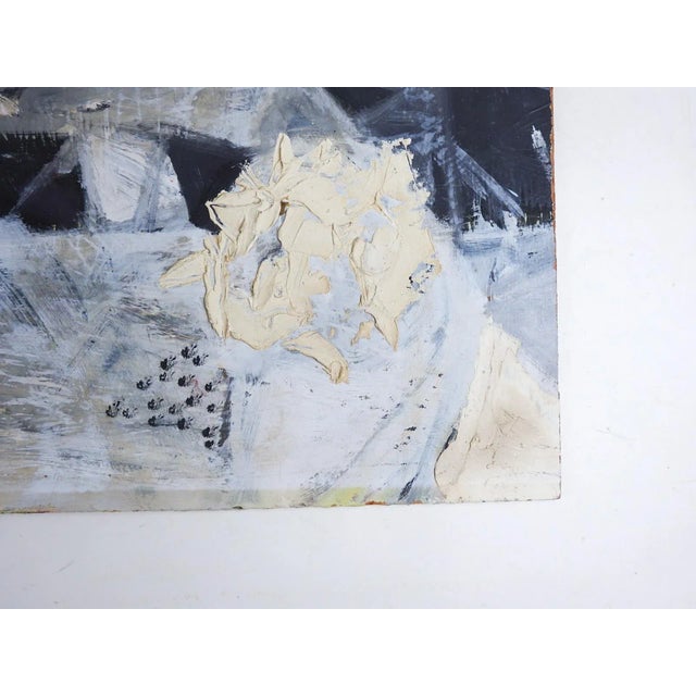 Mid 20th Century Vintage Mid 20th Century Gray and White Abstract Painting For Sale - Image 5 of 7