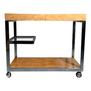Vintage Burl Wood Server Bar Cart by Milo Baughman