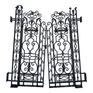 Pair of Antique 1920’s Wrought Iron Pedestrian Garden Gates For Sale
