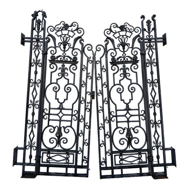 Pair of Antique 1920’s Wrought Iron Pedestrian Garden Gates For Sale