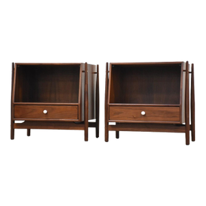 1960s Refinished Kipp Stewart Declaration Walnut Nightstands - a Pair