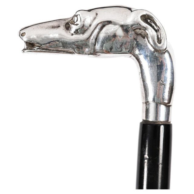Silver Antique French Silver Greyhound Walking Stick Cane, 1890s For Sale - Image 8 of 8