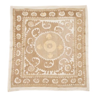 Tashkent Suzani Tablecloth - Hand-Embroidered Textile For Sale