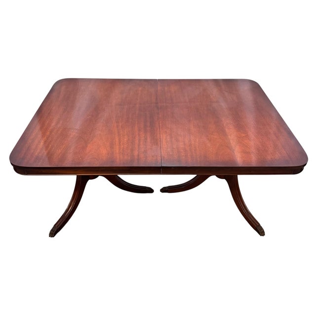 Brown Vintage Traditional Federal Style Mahogany Extension Dining Table For Sale - Image 8 of 12