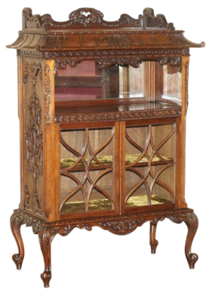 Antique Chippendale Pagoda Top Display Case