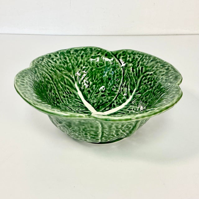 1980s 1980s Vintage Majolica Hollywood Regency Arts & Crafts Cabbage Serving Bowl. For Sale - Image 5 of 10