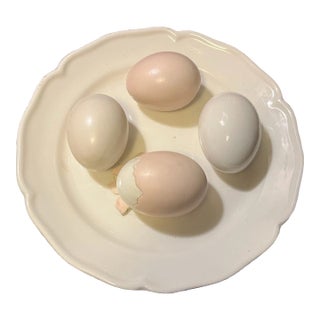 Italian Creamware Tromp l'Oeil Faux Plate of Chicken's Eggs by Este for Tiffany & Co. For Sale