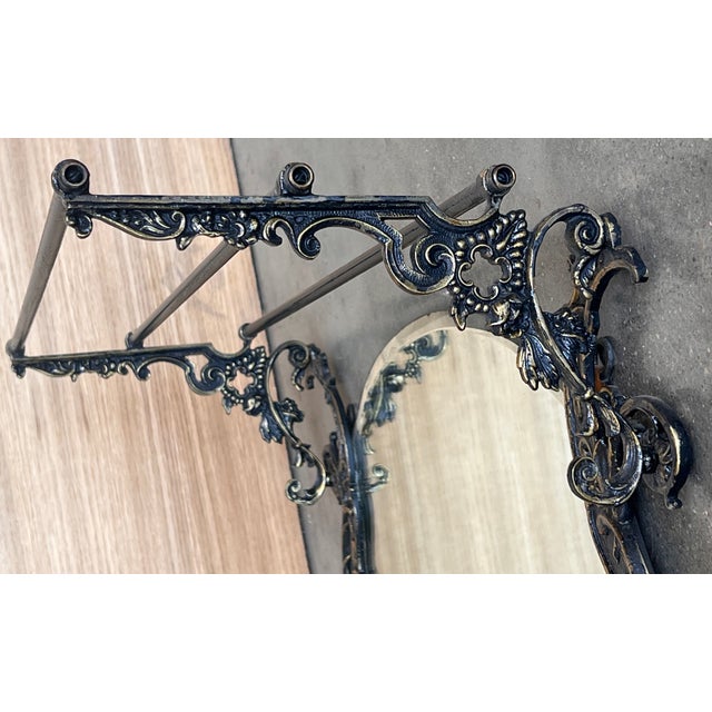 Glass 19th Century French Bronze Wall Mounted Coat Rack With Mirror For Sale - Image 7 of 9