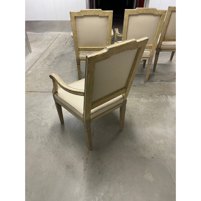 Antique French Carved Fruitwood Louis XVI Style Arm Chairs - Set of 6 For Sale - Image 9 of 12