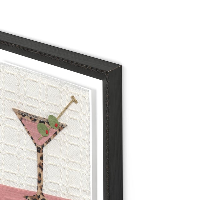 DESCRIPTION: Kitty the Martini by Willa Heart in Brimfield Black Frame, Mini Art Print This is a print of a handmade...