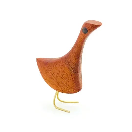 Mid-Century Modern Contemporary Mid Century Modern-Style Decor Mahogany Jacob Hermann-Style Danish Bird Figurines- a Pair For Sale - Image 3 of 11
