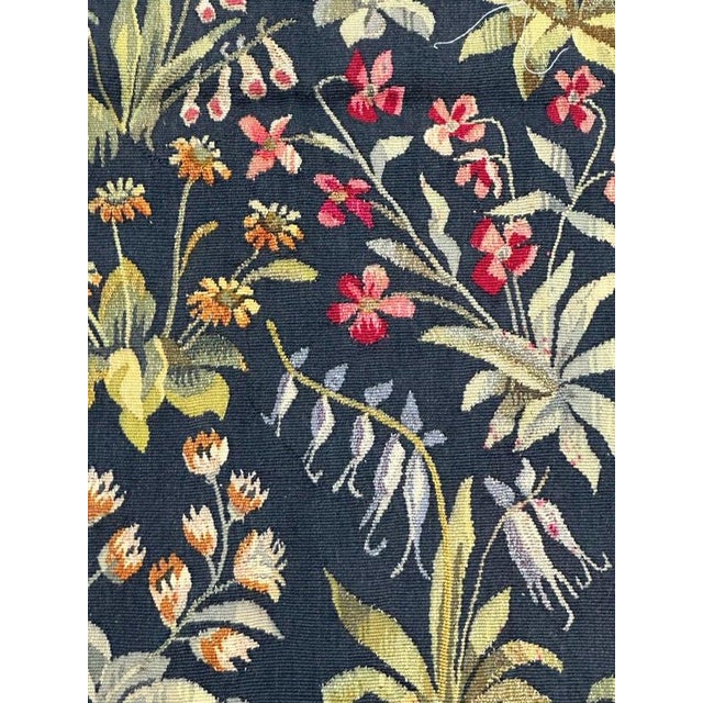 Blue Mid-Century French Aubusson Tapestry Mille Fleurs, 1920s For Sale - Image 8 of 18
