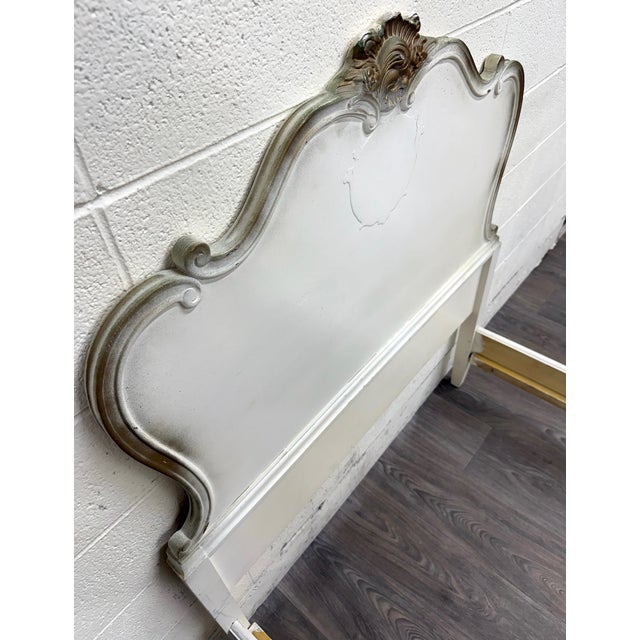Ivory Vintage Twin Size Winnebago Manufacturing Co French Provincial Rococo Style Bed For Sale - Image 8 of 14