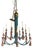 Extraordinary 2-tier, 12-light tole chandelier painted in a matte jewel-tone green and accented with classic brass candle...