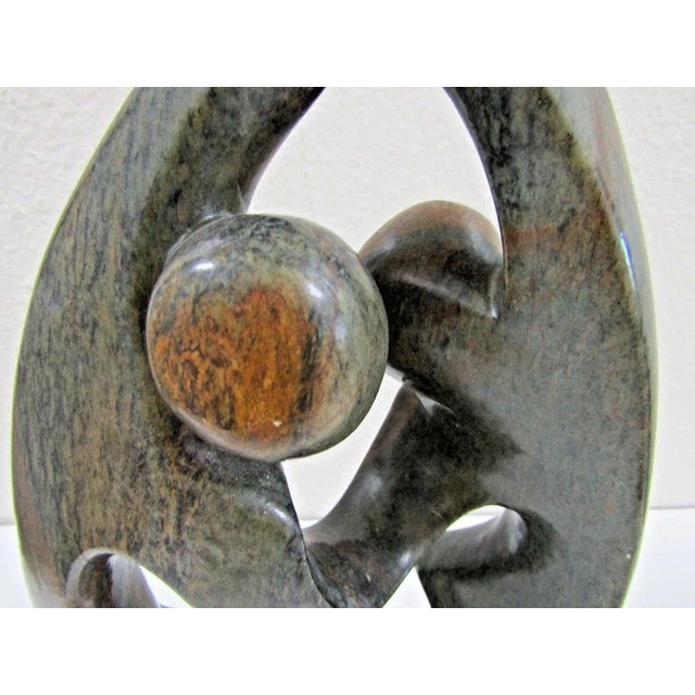 1920sLarge Hand-Carved Shona Serpentine Stone Couple Sculptur For Sale - Image 10 of 13