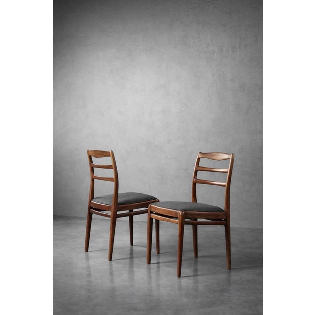 Wood Mid-Century Modern Danish Teak & Grey Fabric Chairs, 1960s, Set of 4 For Sale - Image 7 of 18