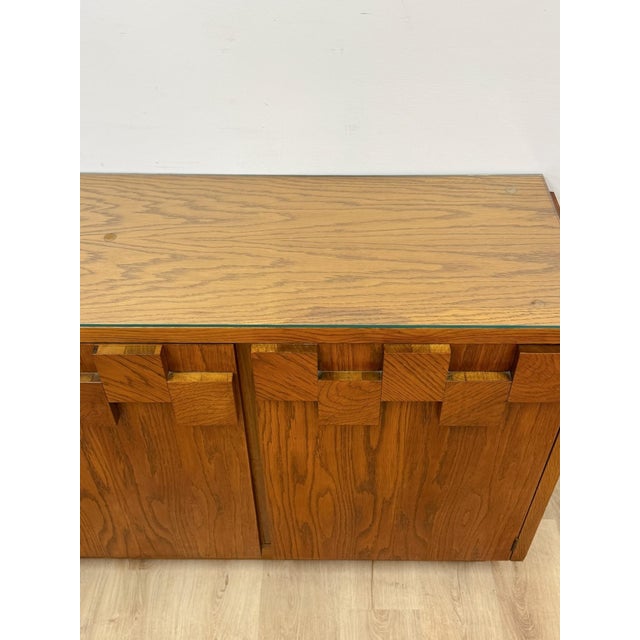 Vintage Buffet Lane Staccato Brutalist MCM Sideboard Collectible Glass Top For Sale In Tampa - Image 6 of 17