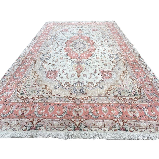 Traditional Fine Persian Tabriz Wool & Silk Rug 9’11” X 13’2” For Sale - Image 3 of 5