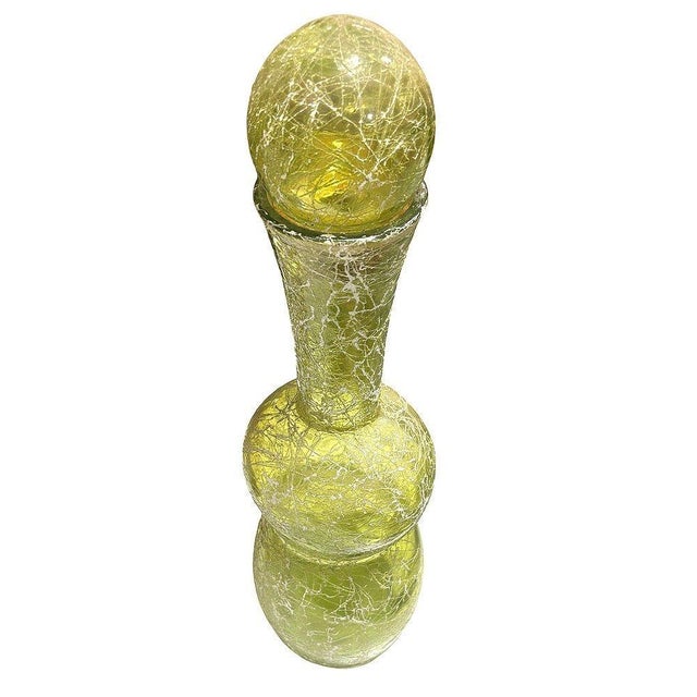 Mid-Century Modern 1960s Spanish Mid Century Spaghetti String Green Art Glass String Decanter Bottle For Sale - Image 3 of 8