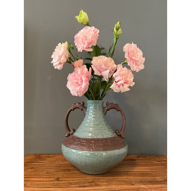 Vintage 1940s Asian Vase For Sale - Image 4 of 8