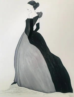 "The Diva" Contemporary Figurative Mixed-Media Painting