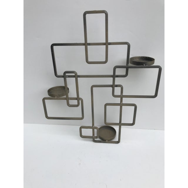 Gold Mid Century Modern Cast Iron Wall Candle Sconces - Set of 3 For Sale - Image 8 of 10