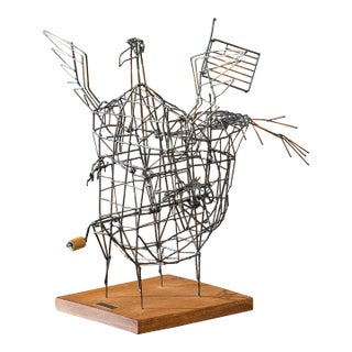 Iconic 1970s Kinetic Wire Bird Sculpture by Stan Bennett, Ferndale California For Sale