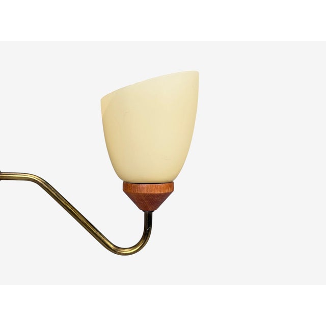 Wood 1950s Swedish Modern, Pendant Light, Teak, Brass, Glass For Sale - Image 7 of 10