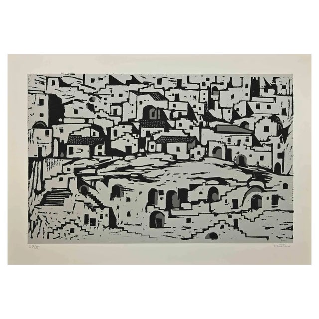 Enotrio Pugliese, Landscape, 1960s-1970s, Etching For Sale