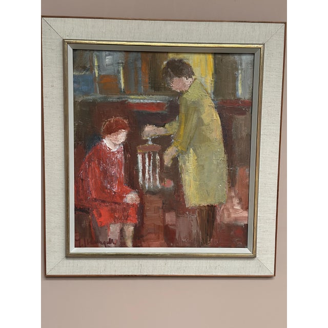 Ingeborg Strangell, Conversation, 1960s, Oil on Canvas, Framed For Sale - Image 16 of 18