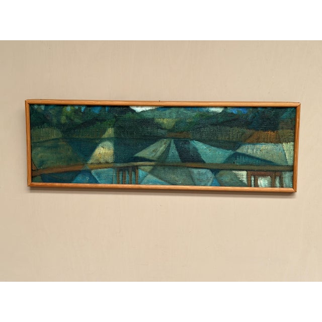 Original Swedish Oil on Canvas – "Ved Bron" by Kjell Lindberg – Signed verso (a tergo) – Vintage & Framed – 22 × 67 cm...