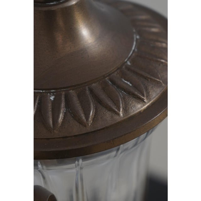 Brass 1980s Pair of Brass & Glass Lidded Vase Candle Holder Epergne For Sale - Image 8 of 12