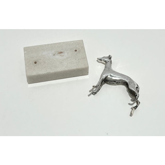 Metal Samuel Kirk & Son Sterling Silver Greyhound / Whippet Miniature Sculpture on Marble Base – Solid 925 – Baltimore For Sale - Image 7 of 12