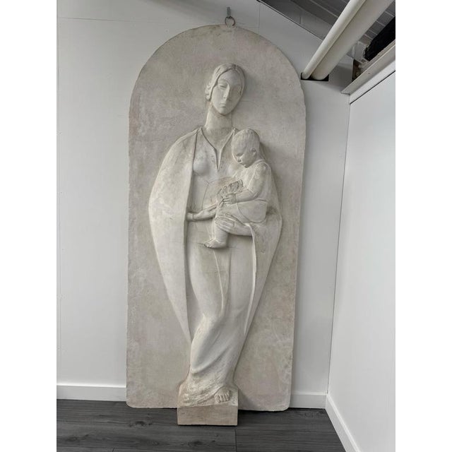 Large Plaster Motherhood Relief attributed to Domenico De Lisi, 1920s For Sale - Image 3 of 11