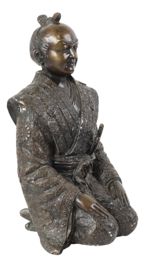 Japanese Artist, Bronze Sculpture of a Japanese Warrior Kneeling Samurai, 1950s, Bronze