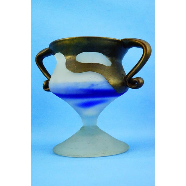 20th CenturyVase in Satin Glass and Galvanized Copper or Bronze by Filip Ravert, Bucharest, 1970s For Sale - Image 11 of 18