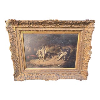 The Rabbit Duel Anthropomorphic Animal, 19th Century, Oil on Panel For Sale