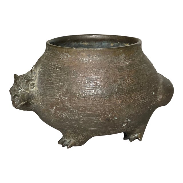 Antique 19th Century Solid Bronze Armadillo Figural Animal Bowl Sculpture Statue For Sale