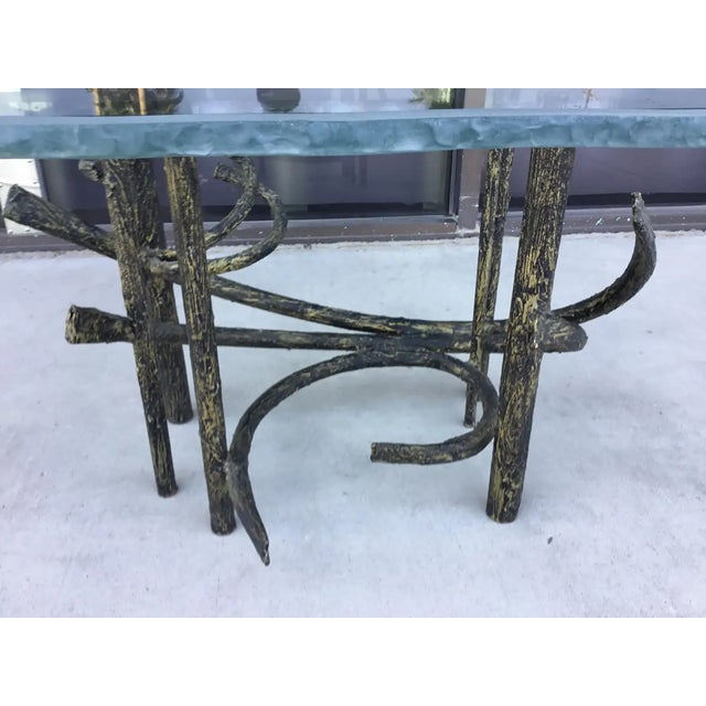 Vintage Brutalist Side Table with Custom Jagged Edge Frosted Glass Top ...