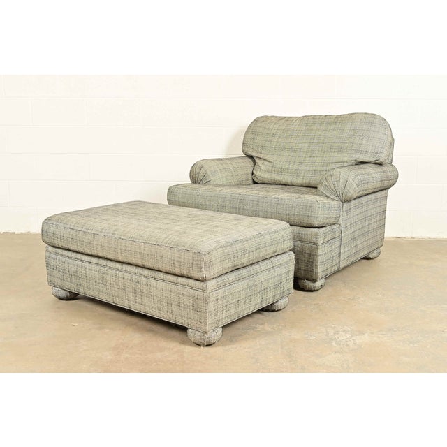 Ethan Allen Ethan Allen Modern Upholstered Oversized Lounge Chair With Ottoman For Sale - Image 4 of 15