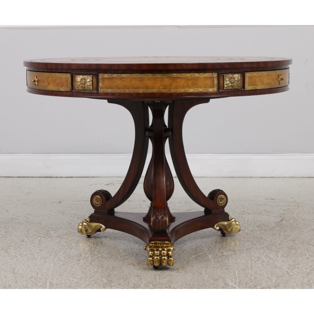 Maitland Smith Round Mahogany Leather Top Center Table For Sale In Philadelphia - Image 6 of 17