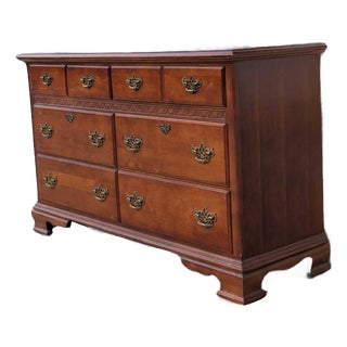 Vintage Stanley Furniture Six-Drawer Wood Lowboy Dresser For Sale