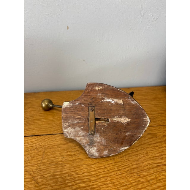 Early 20th Century Vintage Wood and Brass Wall Mounted Hall Tree Hook for Hat and Coat For Sale - Image 5 of 5