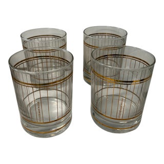 Set of 4 Gold Stripe Glasses by Culver Ltd., 1980s For Sale